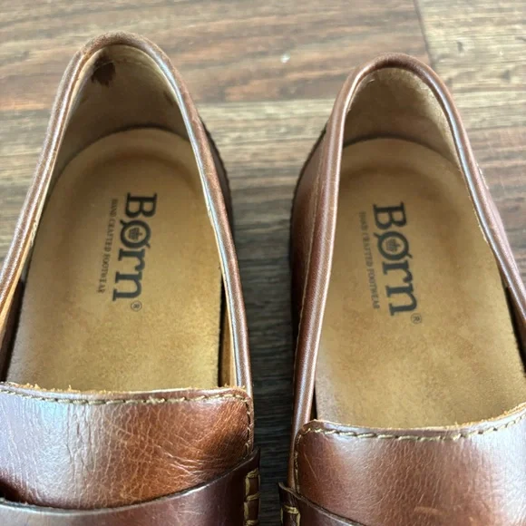 Born Mens Size 11 Simon II Tan Full Grain Leather Penny Loafers Drivers Shoes - Picture 5 of 16